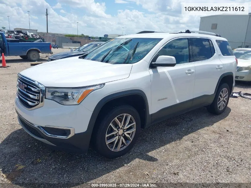 2019 GMC Acadia Sle-2 VIN: 1GKKNSLA3KZ211612 Lot: 39953825