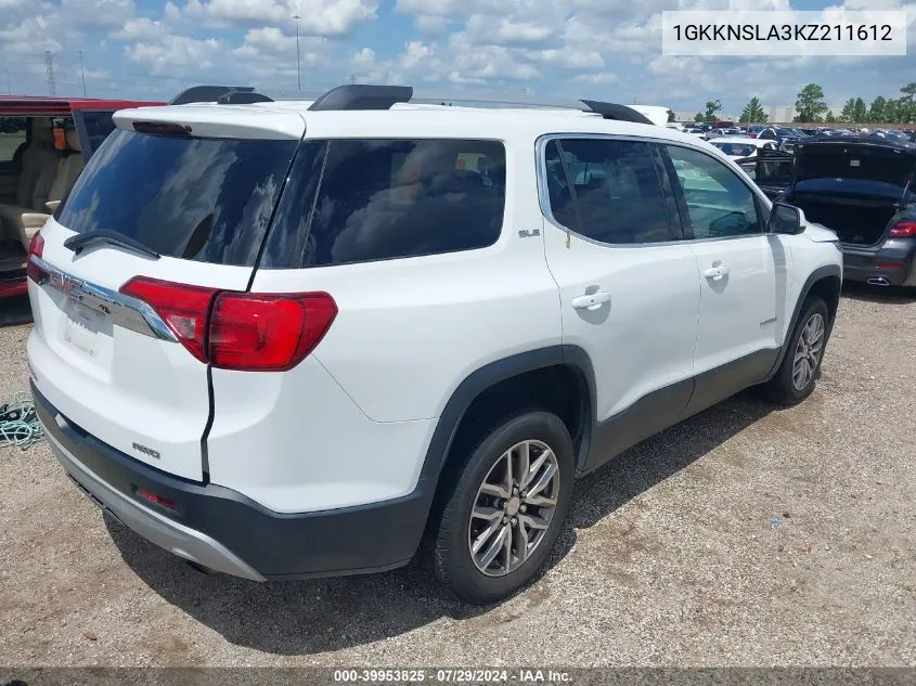 2019 GMC Acadia Sle-2 VIN: 1GKKNSLA3KZ211612 Lot: 39953825