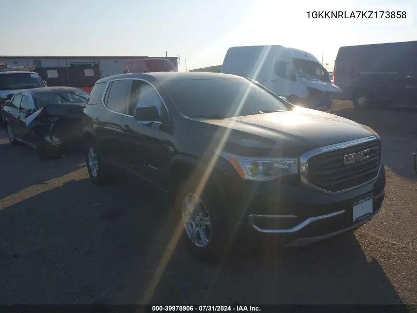 2019 GMC Acadia Sle-1 VIN: 1GKKNRLA7KZ173858 Lot: 39978906