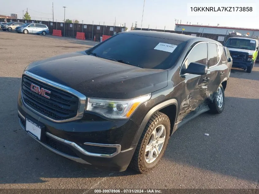 2019 GMC Acadia Sle-1 VIN: 1GKKNRLA7KZ173858 Lot: 39978906