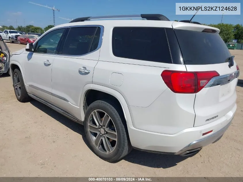 2019 GMC Acadia Denali VIN: 1GKKNPLS2KZ124628 Lot: 40070103