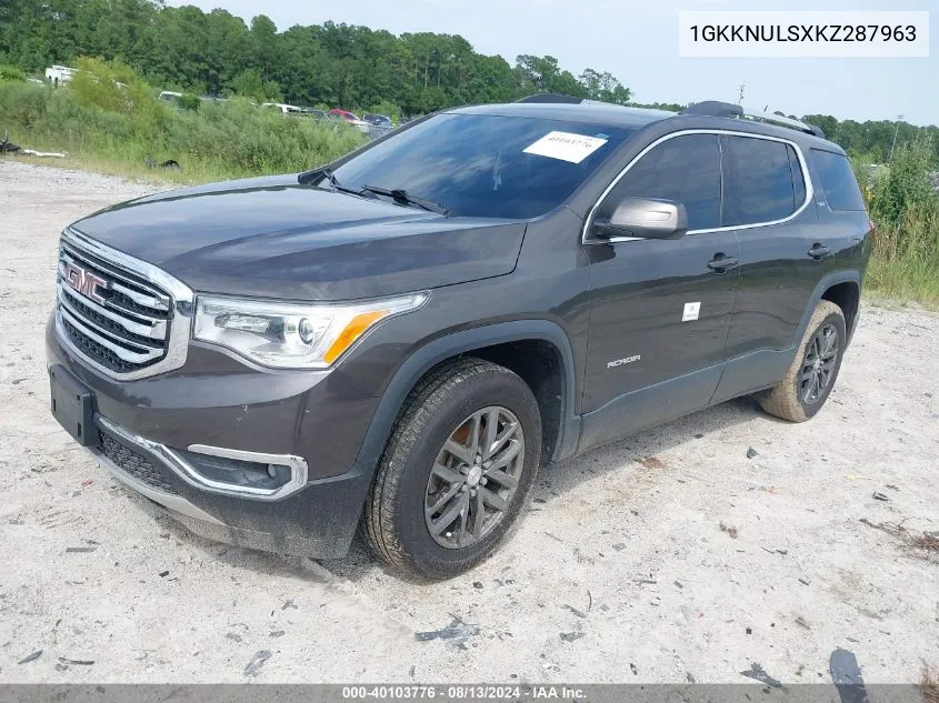 2019 GMC Acadia Slt-1 VIN: 1GKKNULSXKZ287963 Lot: 40103776