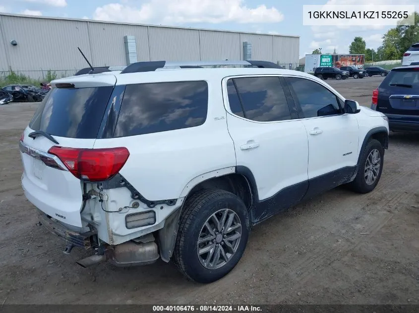 2019 GMC Acadia Sle-2 VIN: 1GKKNSLA1KZ155265 Lot: 40106476