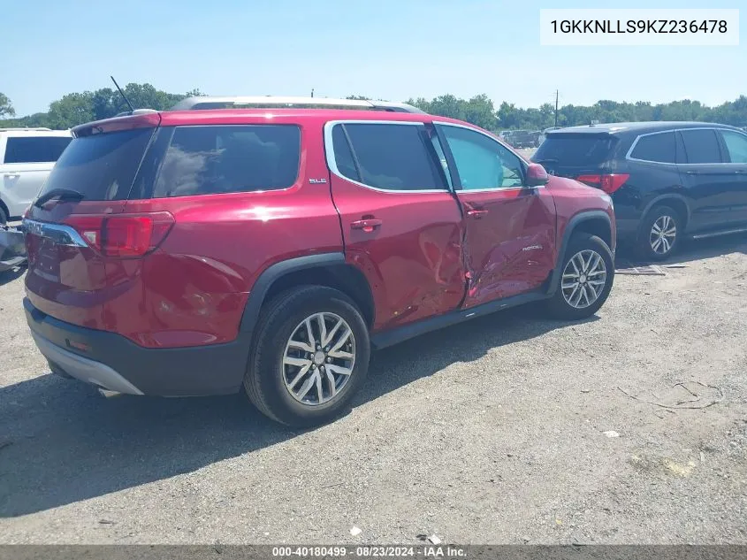 2019 GMC Acadia Sle-2 VIN: 1GKKNLLS9KZ236478 Lot: 40180499