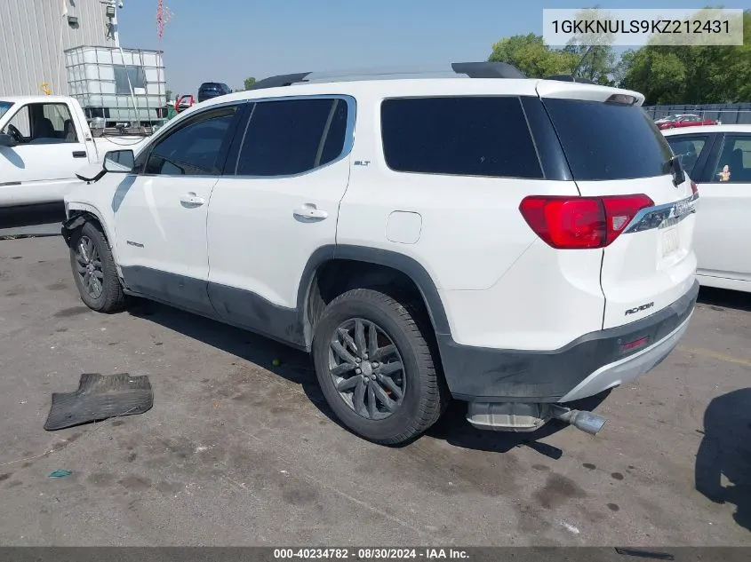 2019 GMC Acadia Slt-1 VIN: 1GKKNULS9KZ212431 Lot: 40234782