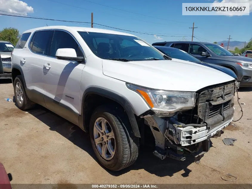 2019 GMC Acadia Sle VIN: 1GKKNKLA2KZ160667 Lot: 40279352