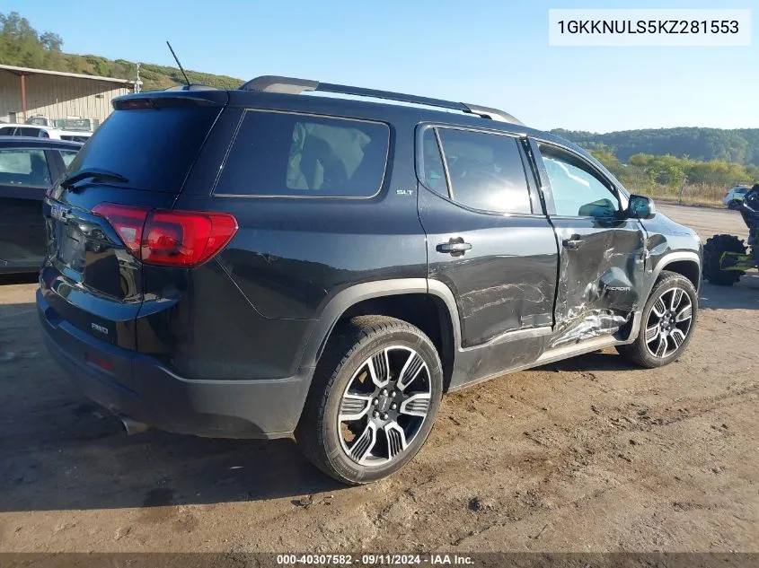 2019 GMC Acadia Slt-1 VIN: 1GKKNULS5KZ281553 Lot: 40307582