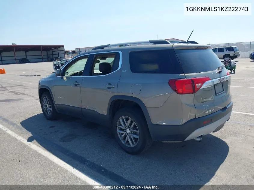 2019 GMC Acadia Slt-1 VIN: 1GKKNMLS1KZ222743 Lot: 40308212