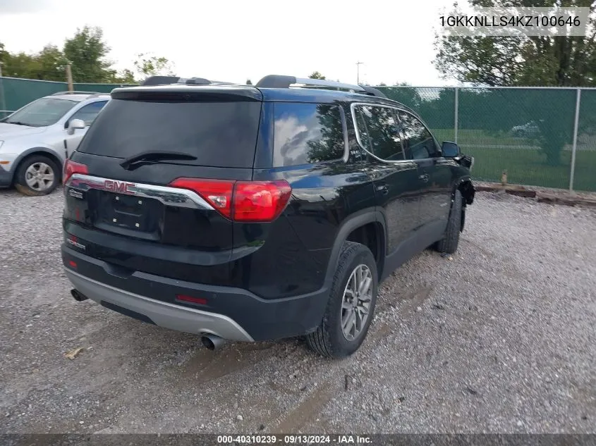 2019 GMC Acadia Sle-2 VIN: 1GKKNLLS4KZ100646 Lot: 40310239