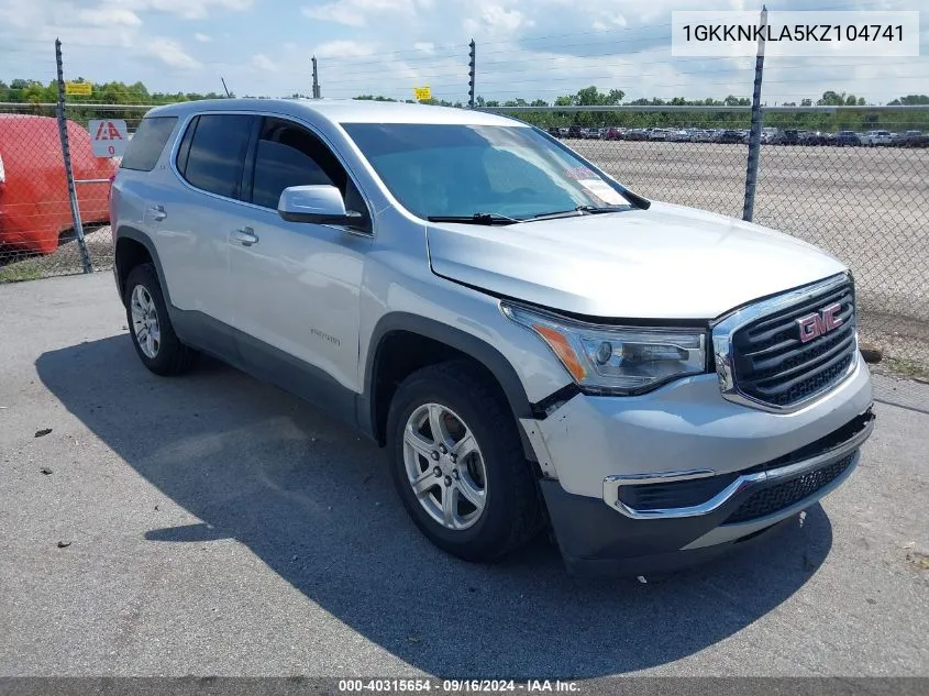 2019 GMC Acadia Sle-1 VIN: 1GKKNKLA5KZ104741 Lot: 40315654