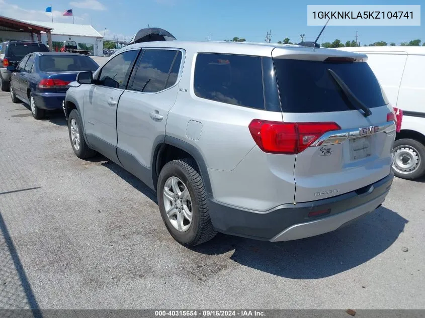 2019 GMC Acadia Sle-1 VIN: 1GKKNKLA5KZ104741 Lot: 40315654