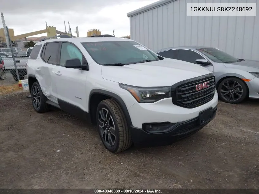 2019 GMC Acadia Slt-1 VIN: 1GKKNULS8KZ248692 Lot: 40348339