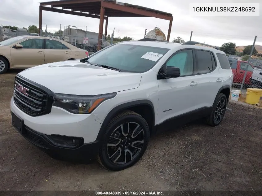 2019 GMC Acadia Slt-1 VIN: 1GKKNULS8KZ248692 Lot: 40348339