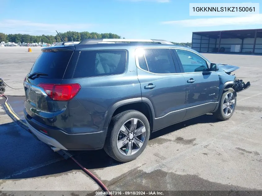 2019 GMC Acadia Slt-2 VIN: 1GKKNNLS1KZ150061 Lot: 40367316