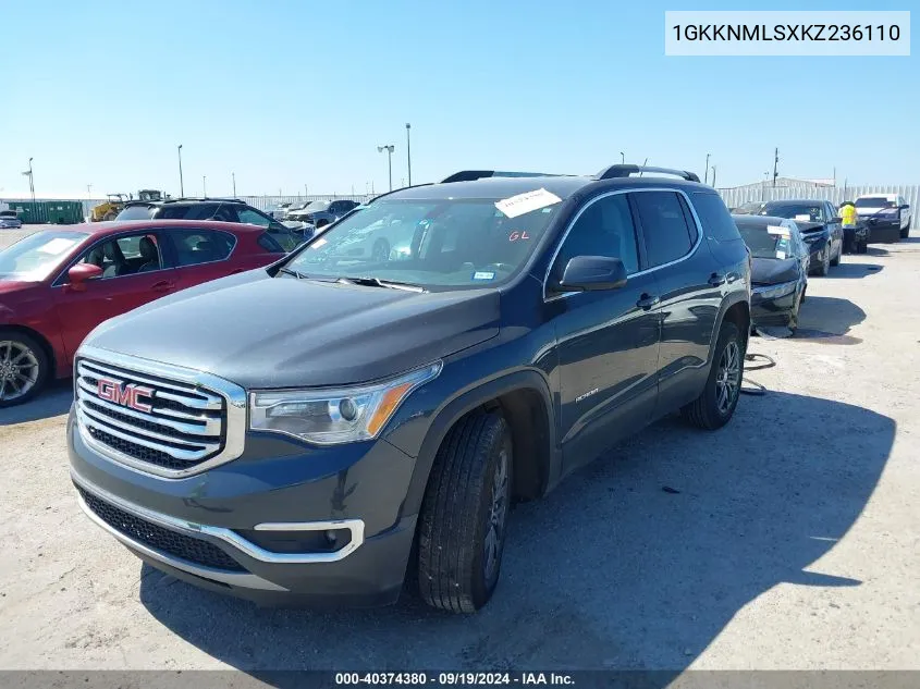 2019 GMC Acadia Slt-1 VIN: 1GKKNMLSXKZ236110 Lot: 40374380