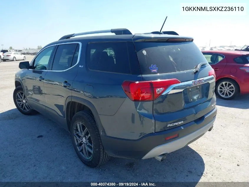 2019 GMC Acadia Slt-1 VIN: 1GKKNMLSXKZ236110 Lot: 40374380