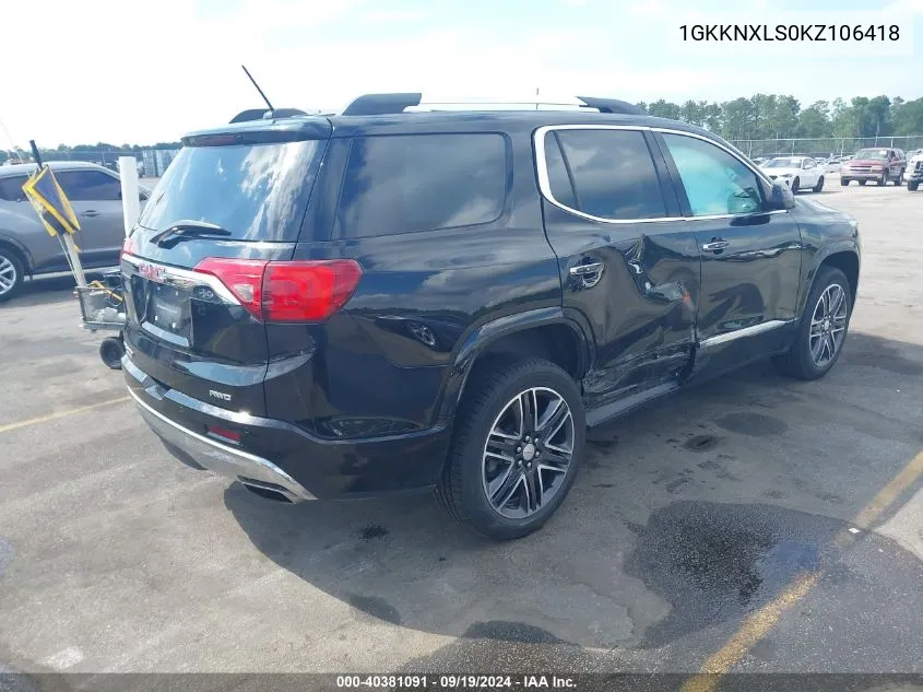 2019 GMC Acadia Denali VIN: 1GKKNXLS0KZ106418 Lot: 40381091