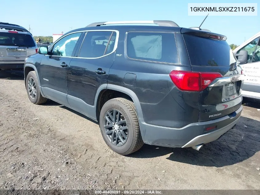 2019 GMC Acadia Slt-1 VIN: 1GKKNMLSXKZ211675 Lot: 40400091