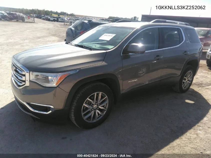 2019 GMC Acadia Sle-2 VIN: 1GKKNLLS3KZ252062 Lot: 40421824