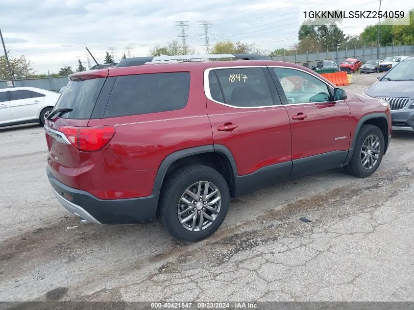 2019 GMC Acadia Slt-1 VIN: 1GKKNMLS5KZ254059 Lot: 40421847