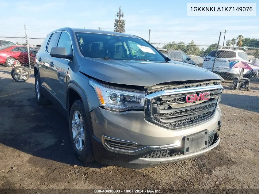 2019 GMC Acadia Sle VIN: 1GKKNKLA1KZ149076 Lot: 40498893