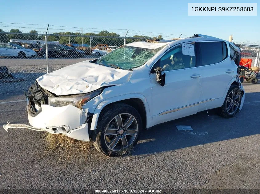 2019 GMC Acadia Denali VIN: 1GKKNPLS9KZ258603 Lot: 40526817