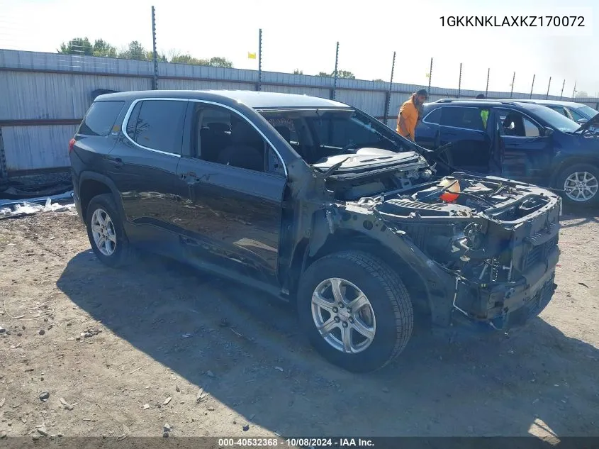 2019 GMC Acadia Sle-1 VIN: 1GKKNKLAXKZ170072 Lot: 40532368