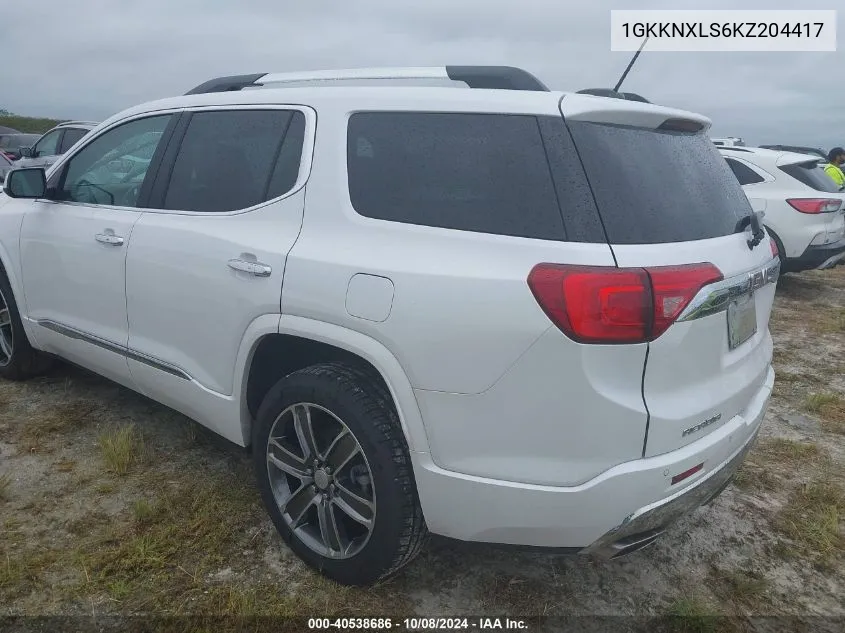 2019 GMC Acadia Denali VIN: 1GKKNXLS6KZ204417 Lot: 40538686