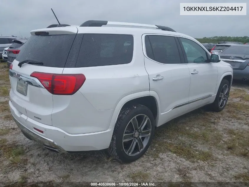 2019 GMC Acadia Denali VIN: 1GKKNXLS6KZ204417 Lot: 40538686