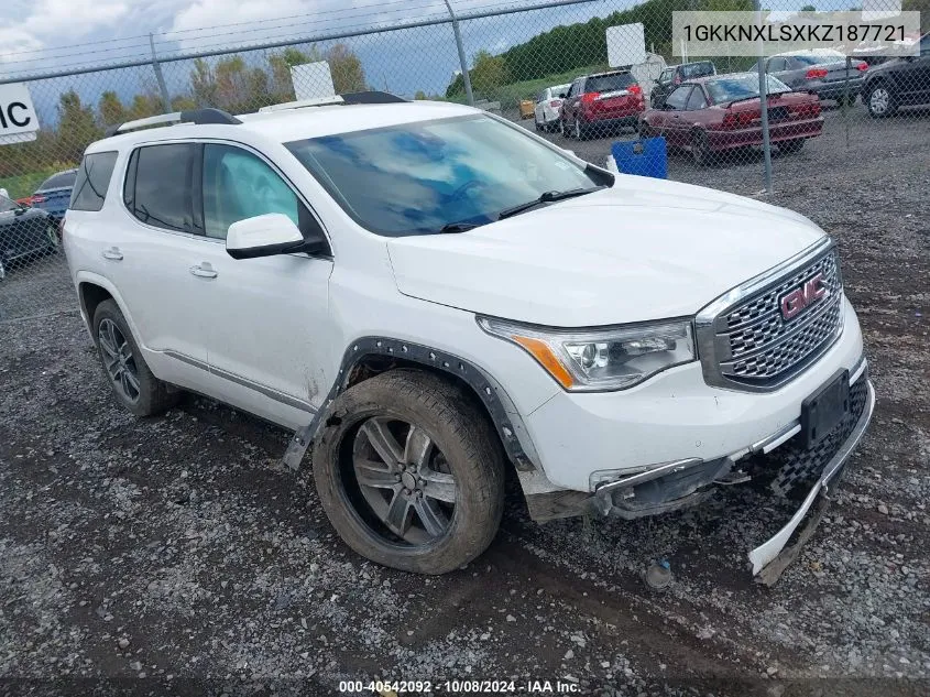 2019 GMC Acadia Denali VIN: 1GKKNXLSXKZ187721 Lot: 40542092