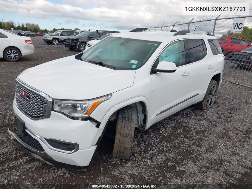 2019 GMC Acadia Denali VIN: 1GKKNXLSXKZ187721 Lot: 40542092