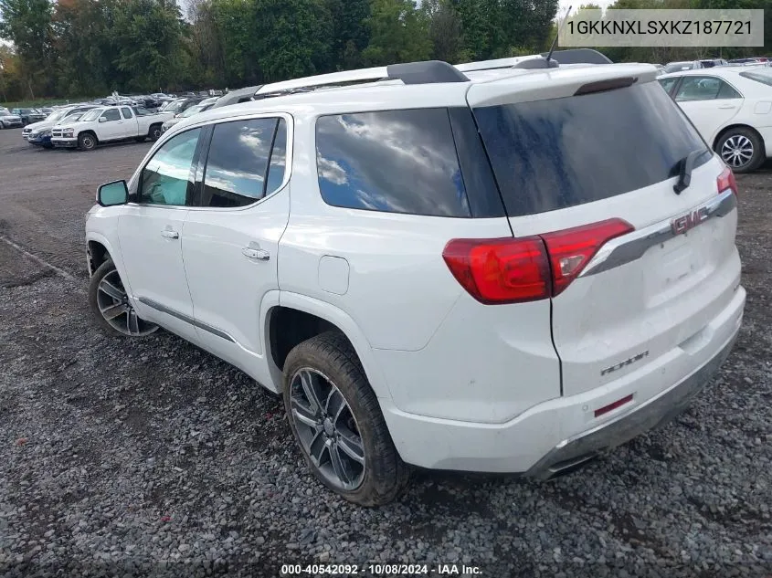 2019 GMC Acadia Denali VIN: 1GKKNXLSXKZ187721 Lot: 40542092