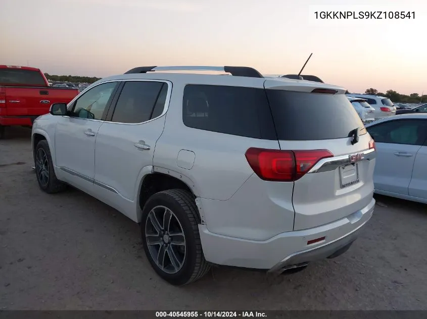 2019 GMC Acadia Denali VIN: 1GKKNPLS9KZ108541 Lot: 40545955