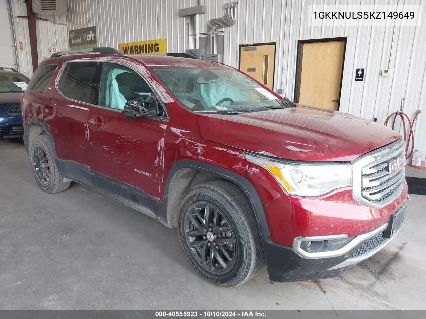 2019 GMC Acadia Slt-1 VIN: 1GKKNULS5KZ149649 Lot: 40555923