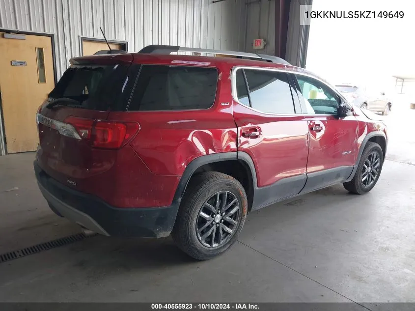 2019 GMC Acadia Slt-1 VIN: 1GKKNULS5KZ149649 Lot: 40555923