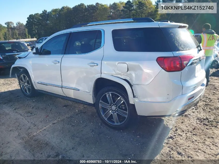 2019 GMC Acadia Denali VIN: 1GKKNPLS4KZ152740 Lot: 40568783