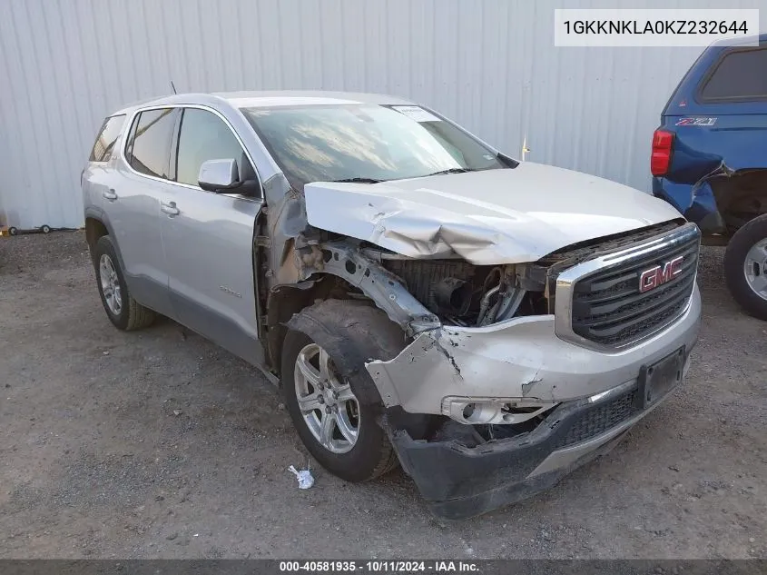 2019 GMC Acadia Sle-1 VIN: 1GKKNKLA0KZ232644 Lot: 40581935