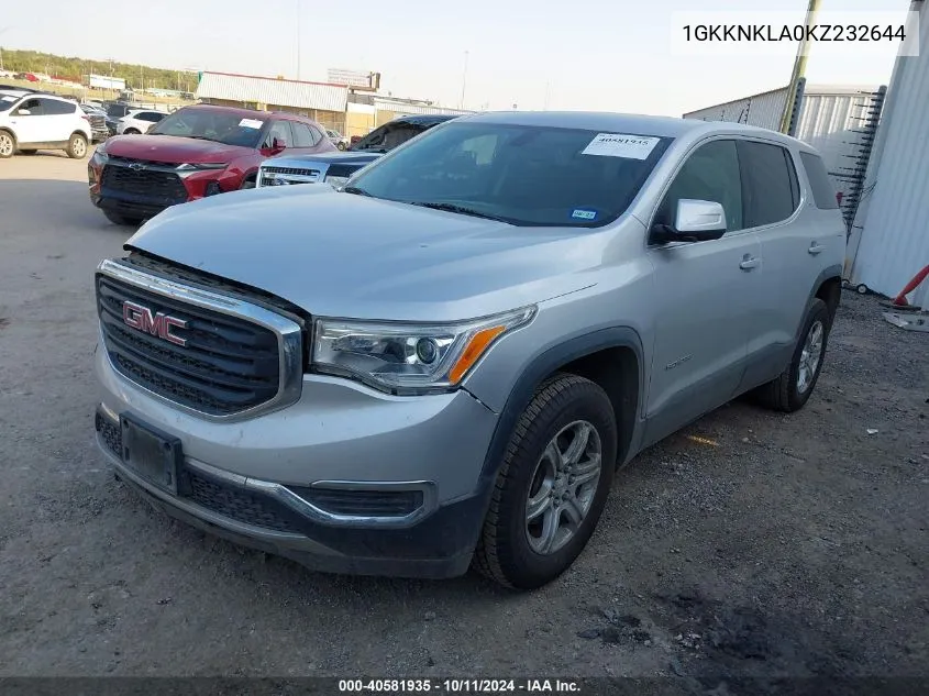 2019 GMC Acadia Sle-1 VIN: 1GKKNKLA0KZ232644 Lot: 40581935