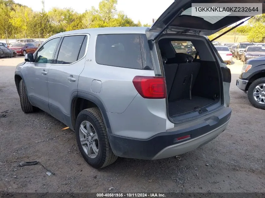 2019 GMC Acadia Sle-1 VIN: 1GKKNKLA0KZ232644 Lot: 40581935