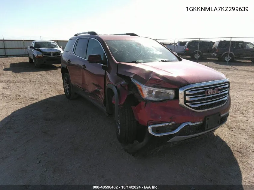 2019 GMC Acadia Slt-1 VIN: 1GKKNMLA7KZ299639 Lot: 40596482