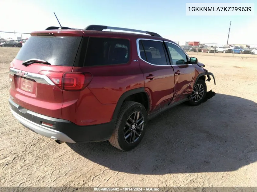 2019 GMC Acadia Slt-1 VIN: 1GKKNMLA7KZ299639 Lot: 40596482