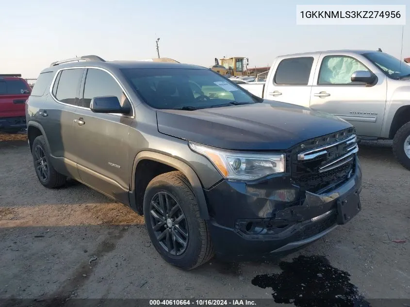 1GKKNMLS3KZ274956 2019 GMC Acadia Slt-1