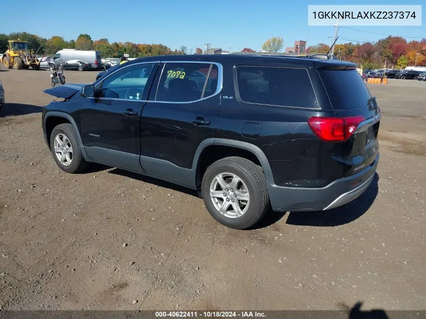 2019 GMC Acadia Sle-1 VIN: 1GKKNRLAXKZ237374 Lot: 40622411