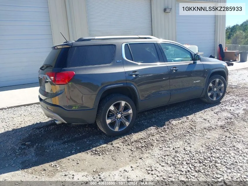 2019 GMC Acadia Slt-2 VIN: 1GKKNNLS5KZ285933 Lot: 40633595