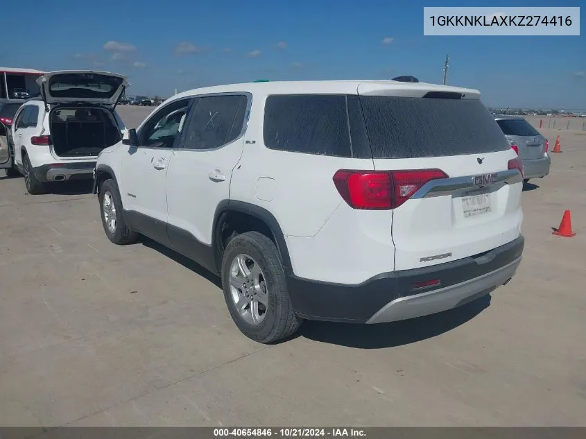 1GKKNKLAXKZ274416 2019 GMC Acadia Sle-1