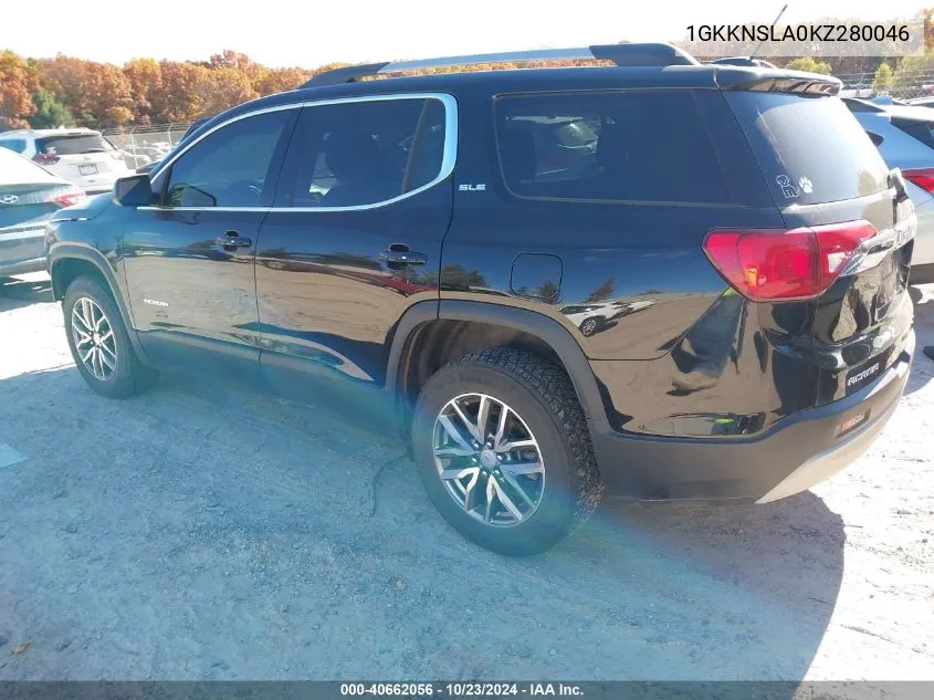 2019 GMC Acadia Sle-2 VIN: 1GKKNSLA0KZ280046 Lot: 40662056