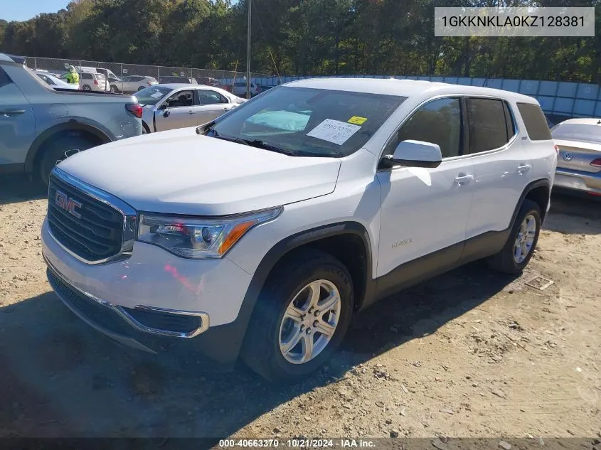 2019 GMC Acadia Sle-1 VIN: 1GKKNKLA0KZ128381 Lot: 40663370