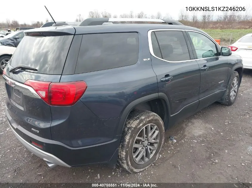 2019 GMC Acadia Sle-2 VIN: 1GKKNSLS1KZ246206 Lot: 40755551