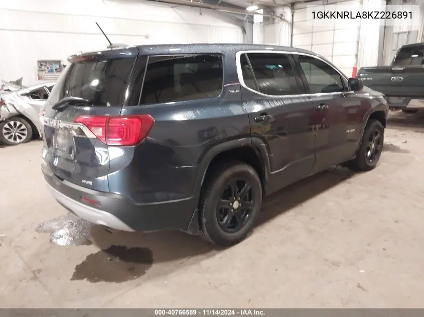 2019 GMC Acadia Sle-1 VIN: 1GKKNRLA8KZ226891 Lot: 40766589