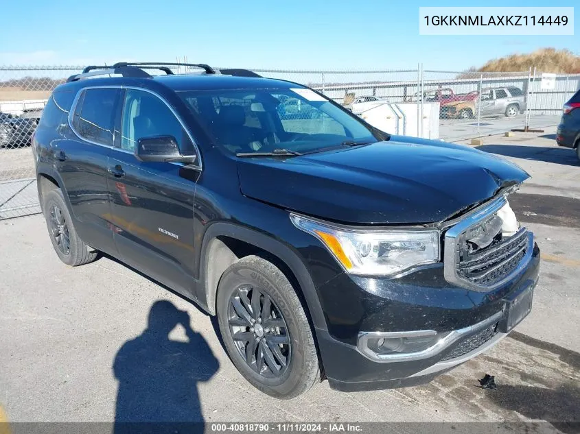 2019 GMC Acadia Slt-1 VIN: 1GKKNMLAXKZ114449 Lot: 40818790